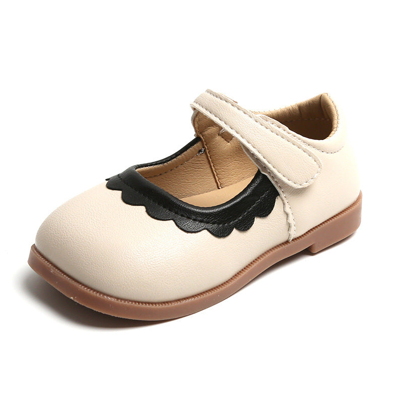 Mädchen Prinzessin Leder-Ballerinas mit Klettverschluss