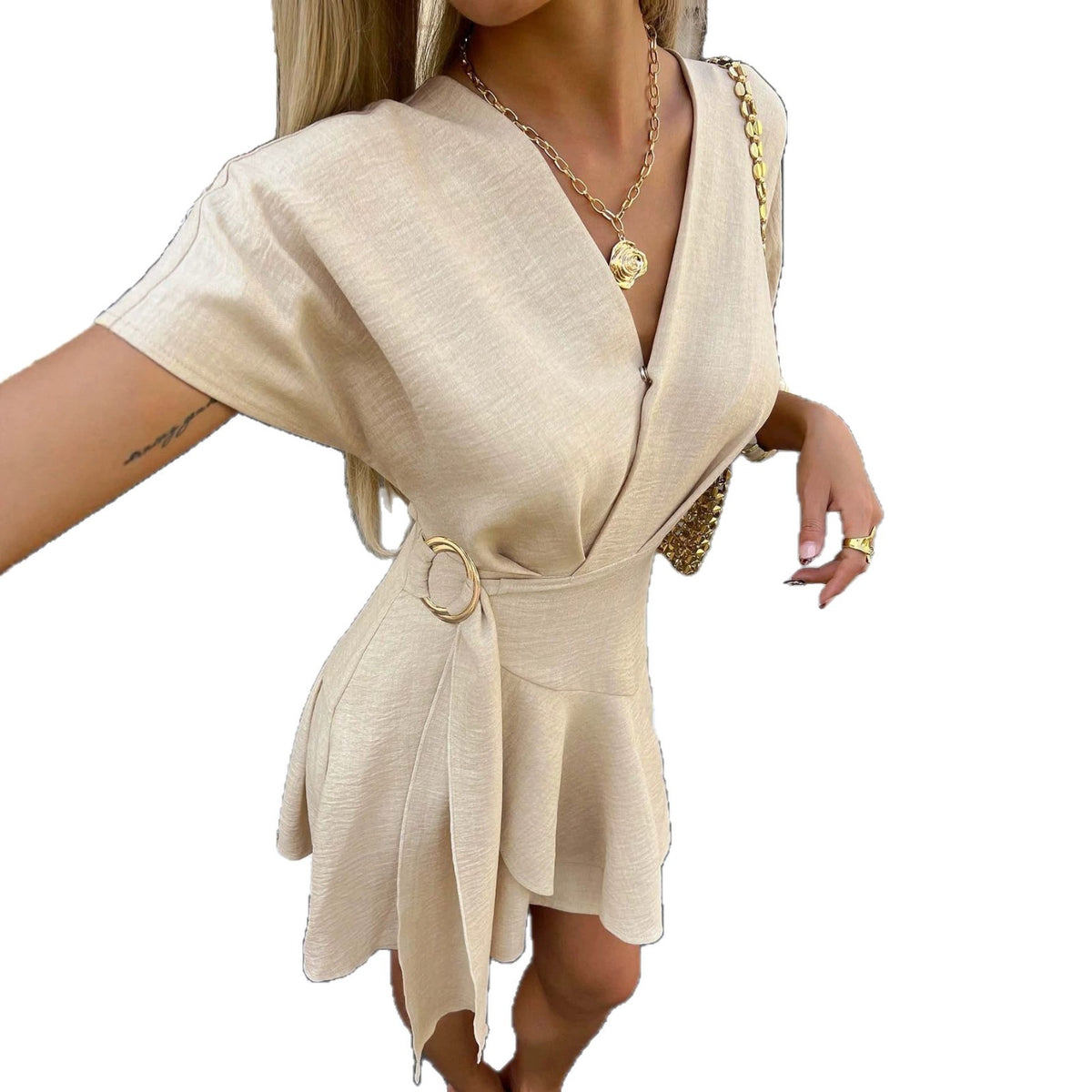 Figurbetontes V-Neck Minikleid – Bild 4 | LuxeStyle