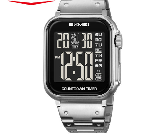 Digitale Herrenuhr mit Stahlarmband und Alarm – Bild 2 | LuxeStyle
