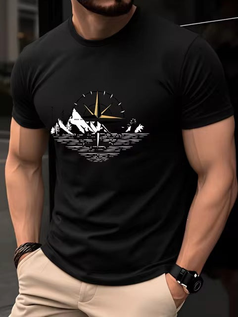 Retro-Kompass-Print-Shirt Herren