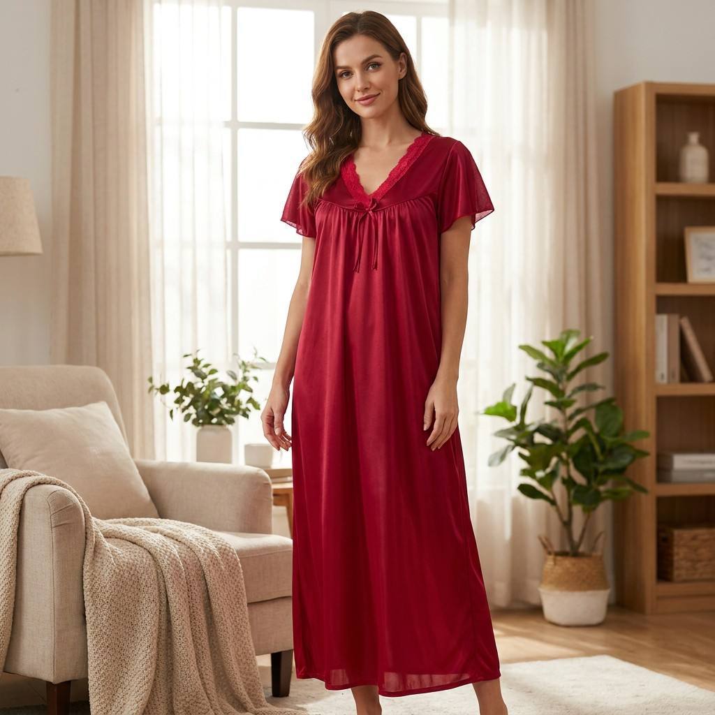 V-Ausschnitt Maxikleid mit Spitze