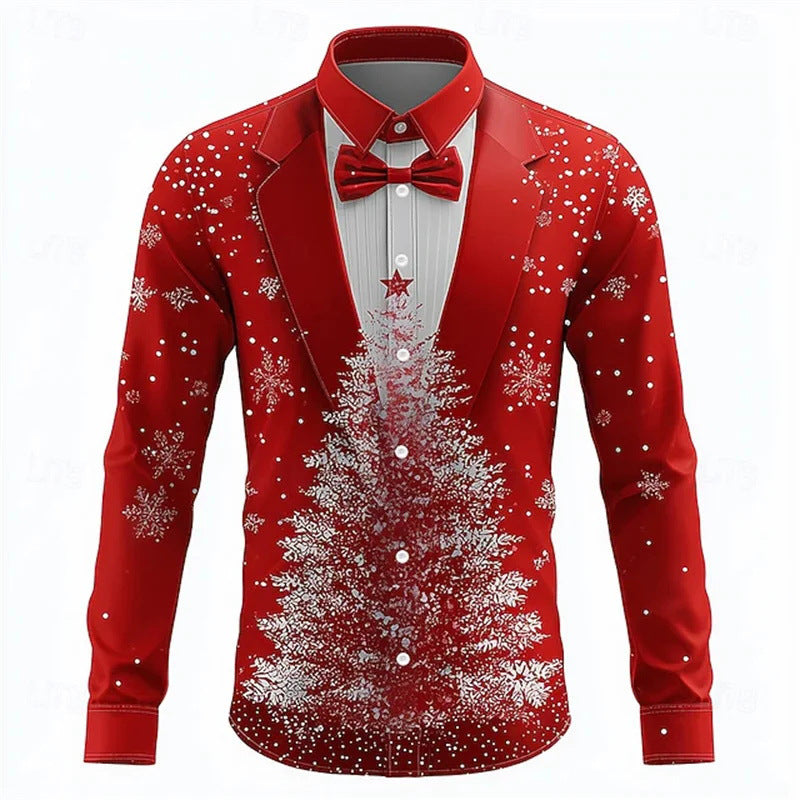 Herren Hemd mit Schneeflocken-Krawatten-Print – Bild 9 | LuxeStyle