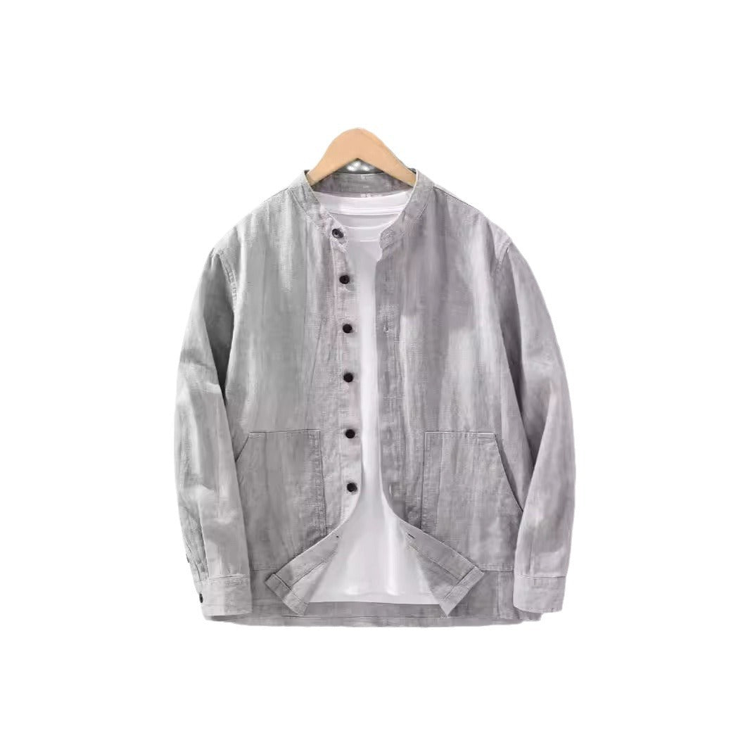 Herren Leinenhemd mit Stehkragen – Bild 2 | LuxeStyle