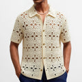 Herren Sommer Kurzarm-Crochet-Shirt