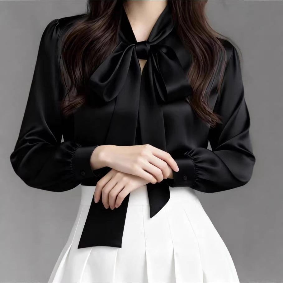 Satinbluse mit Bindebändern – Bild 2 | LuxeStyle