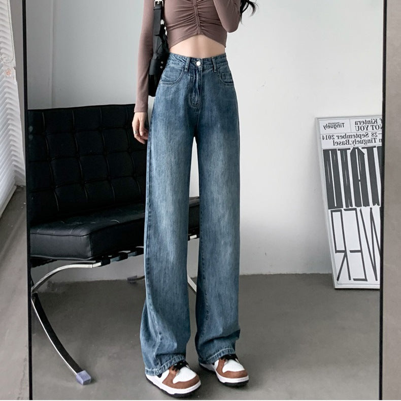 High-Waist Straight Leg Jeans im Retro-Look