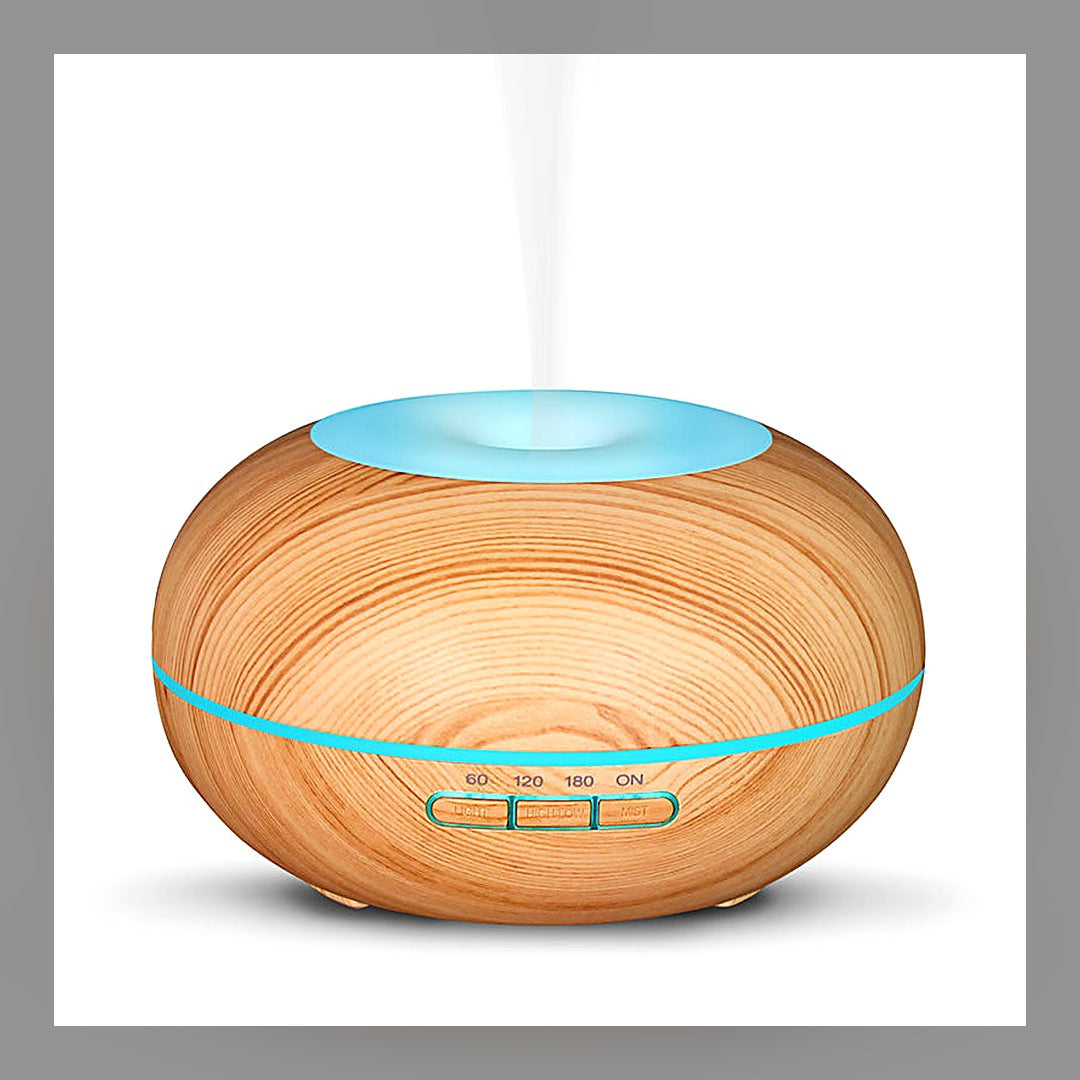 LuxeStyle-Edit · Aroma Diffuser Holzoptik Hohl-Design – Ultraschall Luftbefeuchter mit LED-Licht