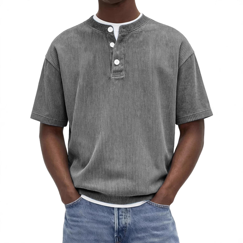 Herren-Strickshirt «Riviera» – Cord-Kurzarm