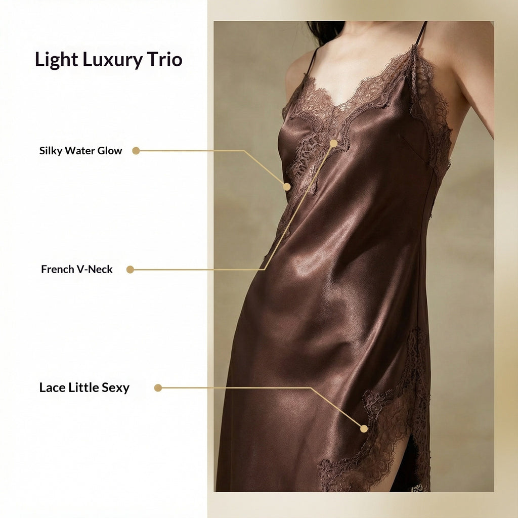 Elegantes Satin-Patchwork Slip-Kleid