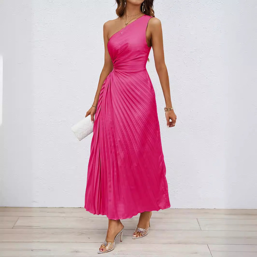 Damen One-Shoulder Plissee Kleid – Bild 2 | LuxeStyle