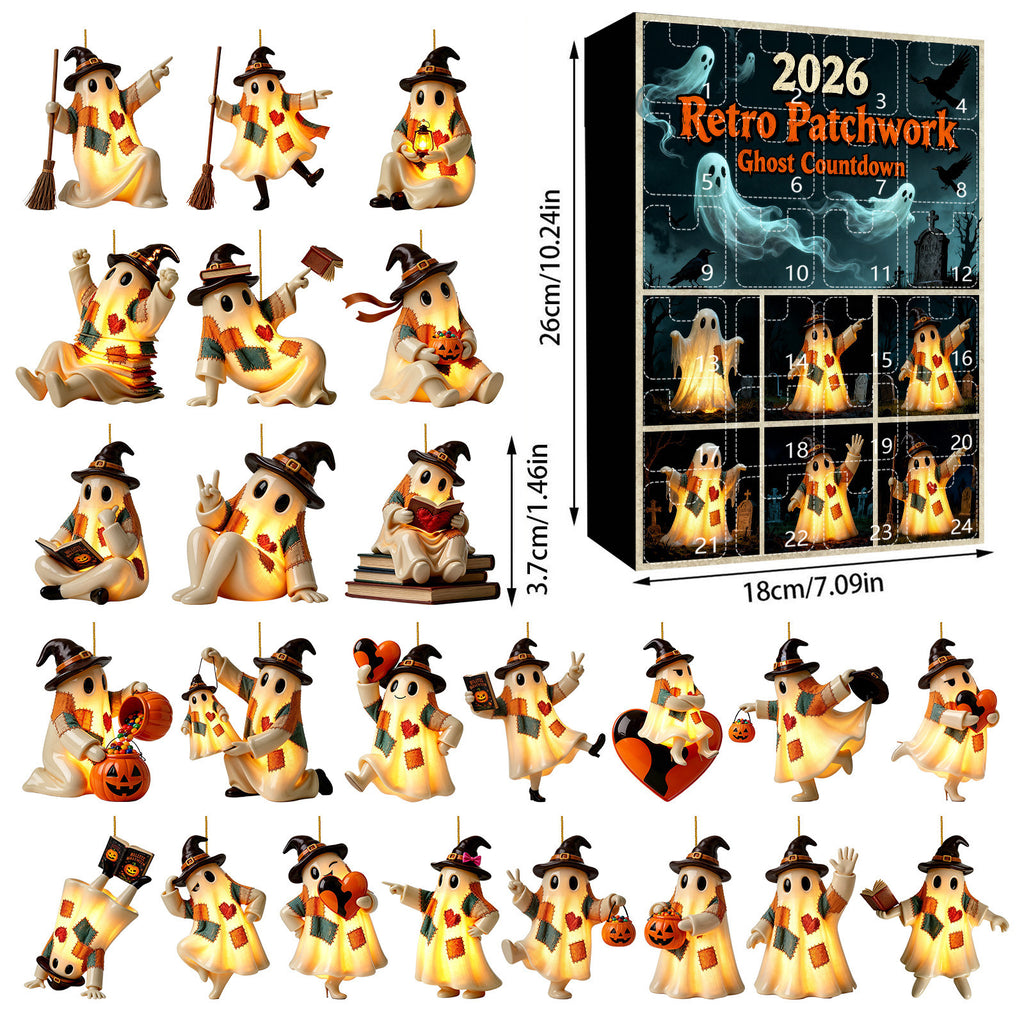 Retro Patchwork Geist Anhänger mit Halloween-Beleuchtung