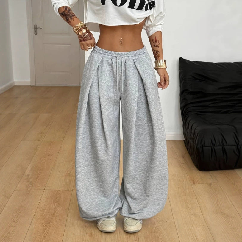 High-Waist Wide Leg Stoffhose
