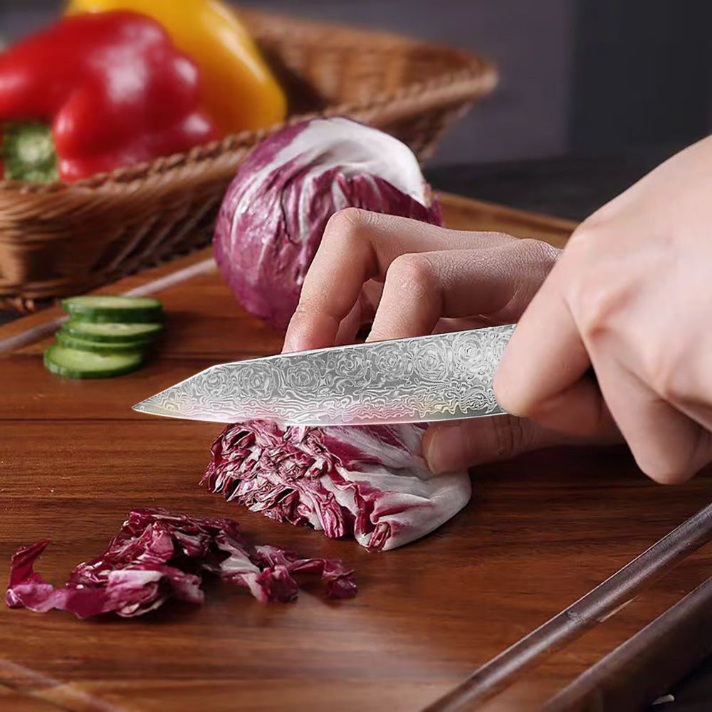 Damast Stahl Kochmesser mit Edelholzgriff