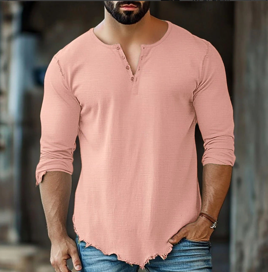 Herren Langarmshirt mit vier Knöpfen – Bild 10 | LuxeStyle
