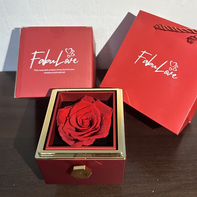Runde Schmuckbox mit drehbarer Rose – Bild 3 | LuxeStyle