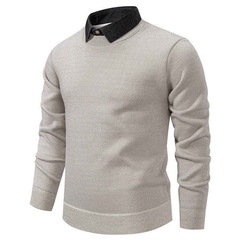 Herren 2-in-1 Strickpullover mit Hemdkragen