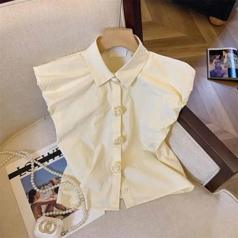 Puffärmel-Bluse im Korean-French-Stil