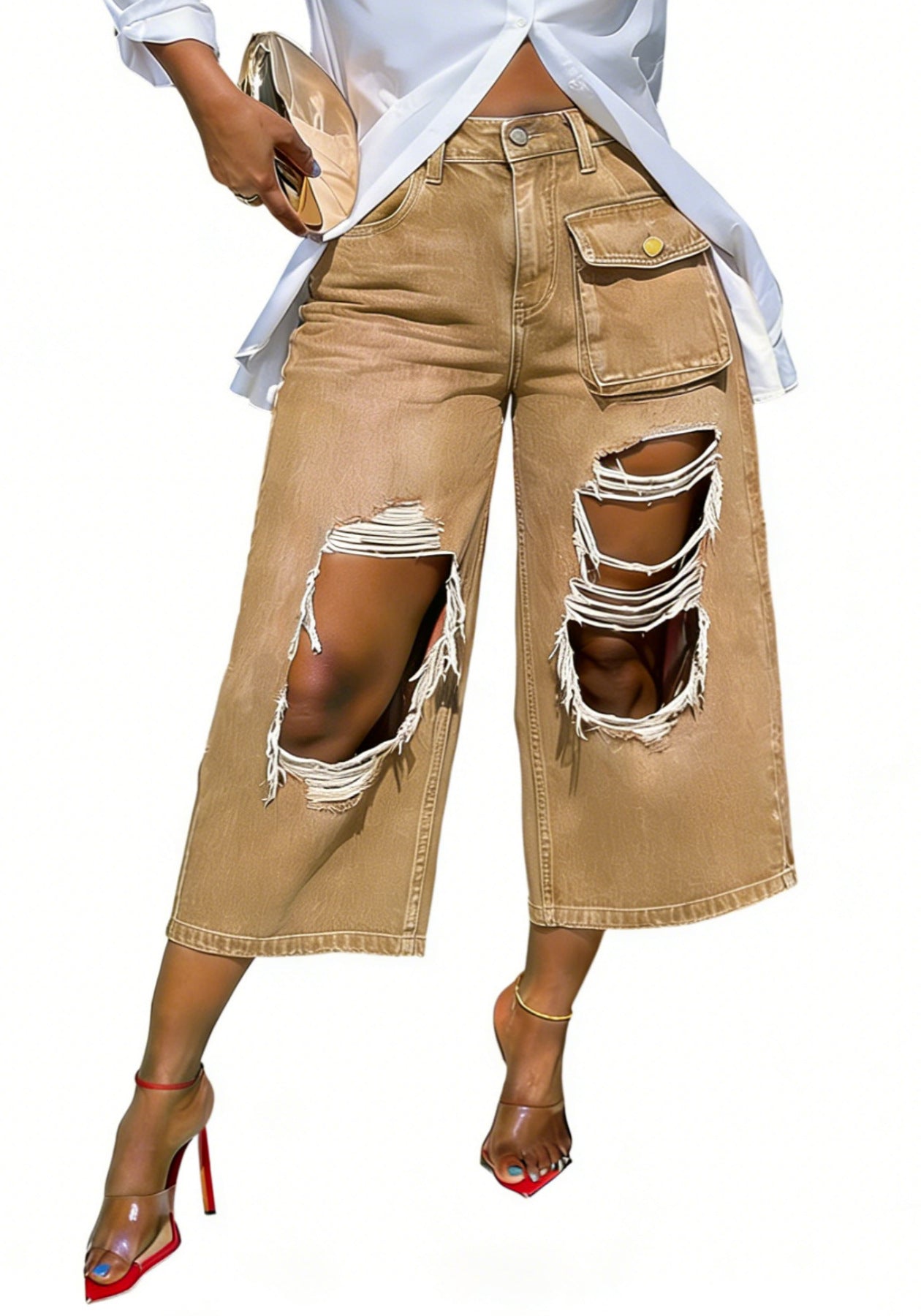 Vintage Capri Hose im Distressed Look – Ansicht 2
