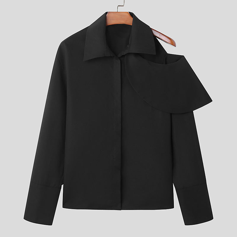 Herren Langarmshirt mit Rüschen und Off-Shoulder