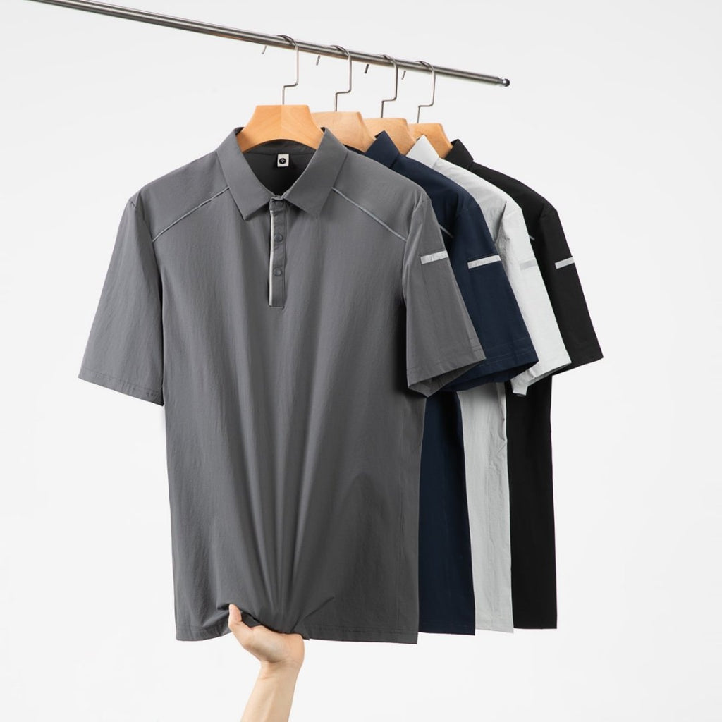 T-Shirt mit Farbkontrast und Stehkragen – Bild 7 | LuxeStyle