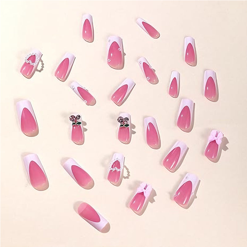 24 Cherry Bow Press-On-Nägel