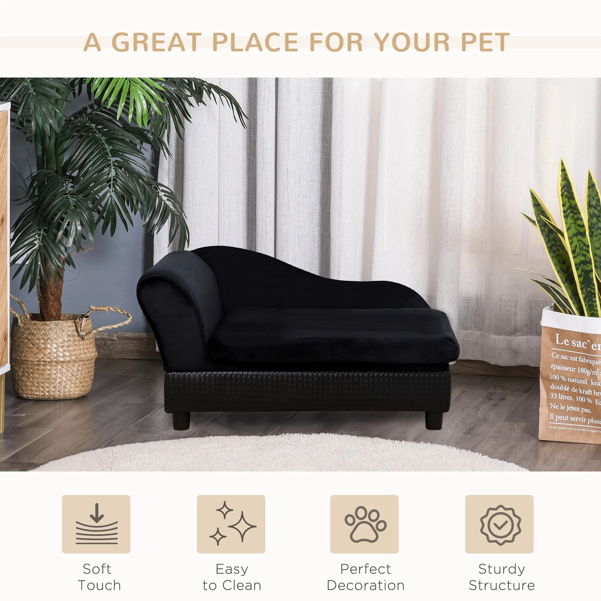 Hundebett mit Stauraum, Schwarz