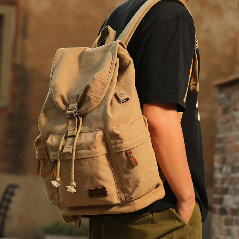 Rucksack Retro-Canvas für Studenten – Bild 4 | LuxeStyle