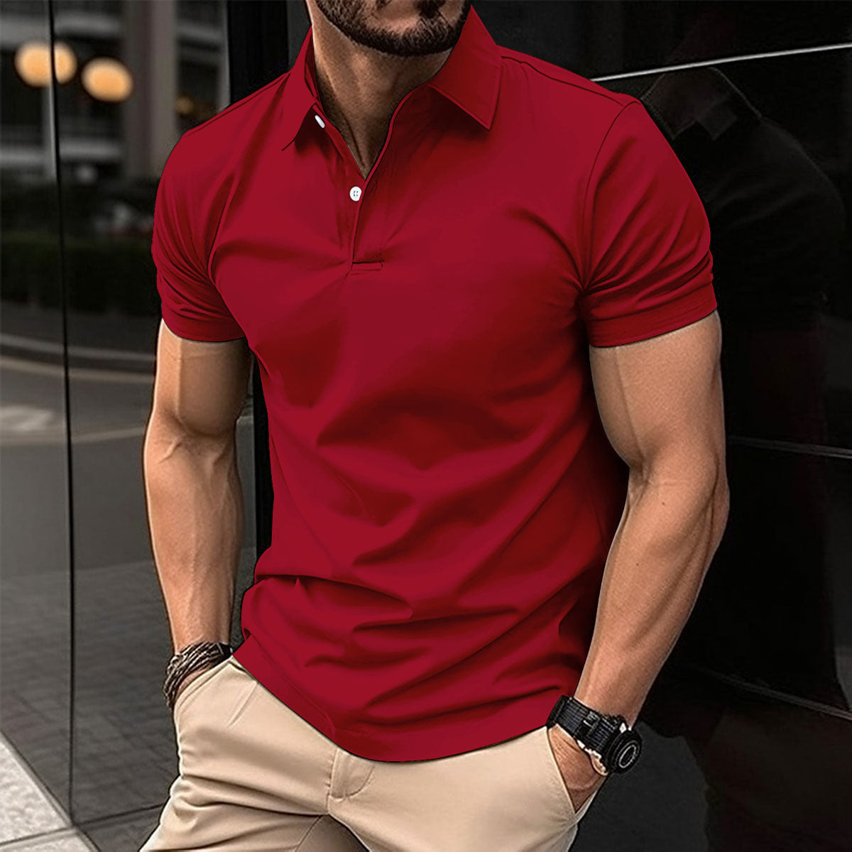 Polo-Shirt Kurzarm Herren – Unifarben