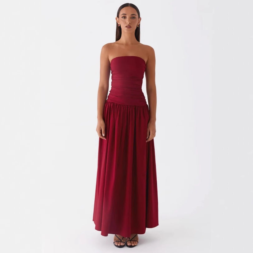 Damen trägerloses Plissee-Patchwork Abendkleid – Bild 3 | LuxeStyle