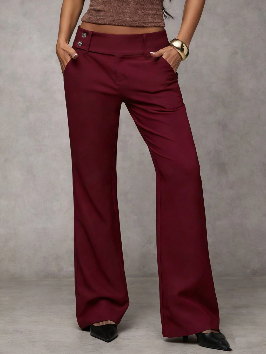 Elegante High-Waist Business-Hose mit Knopfdetails