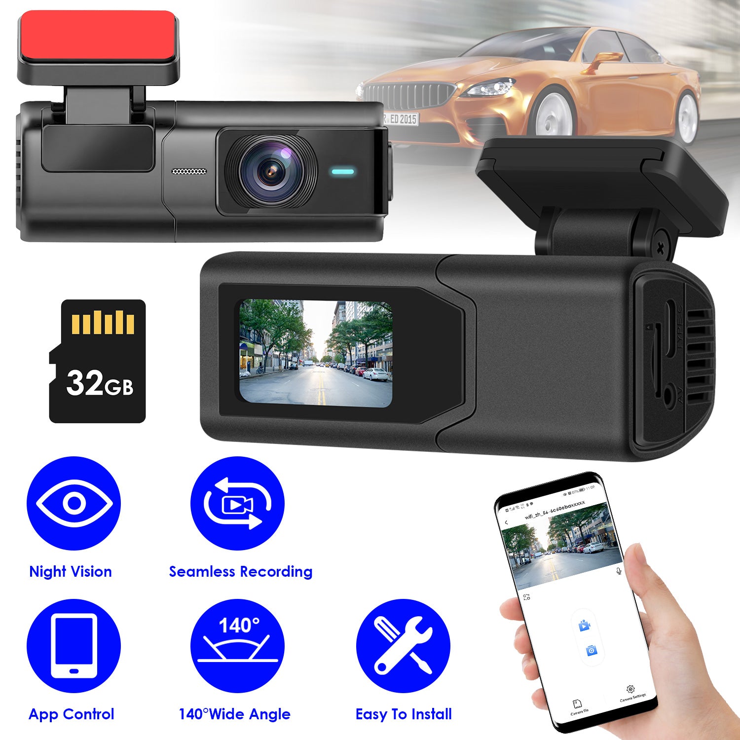 2K-Dashcam mit Nachtsicht