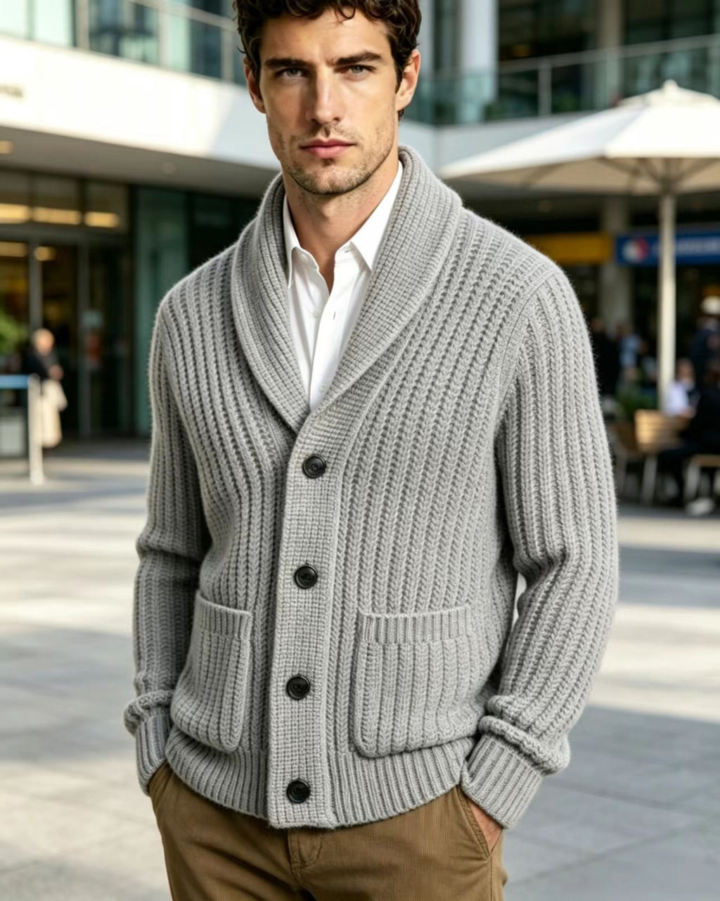 Herren Strick-Cardigan mit Streifen