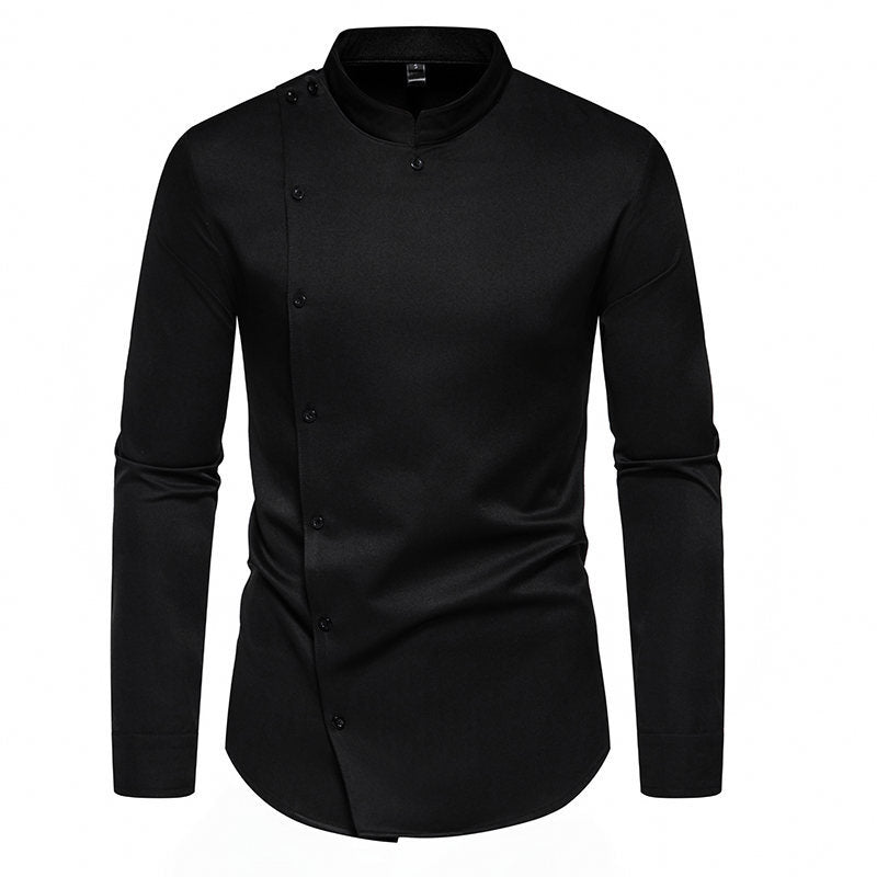 Herren Langarmhemd mit Stehkragen – Bild 2 | LuxeStyle