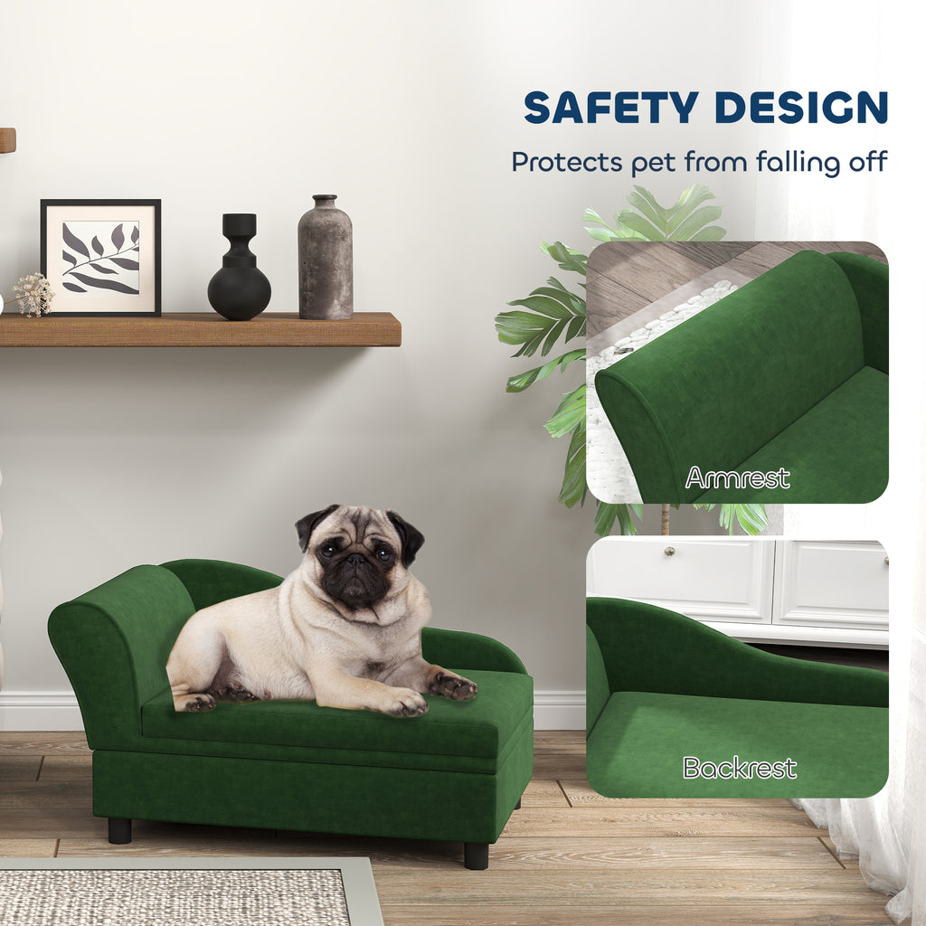 Haustier-Sofa mit Ablage für Katzen & kleine Hunde, grün
