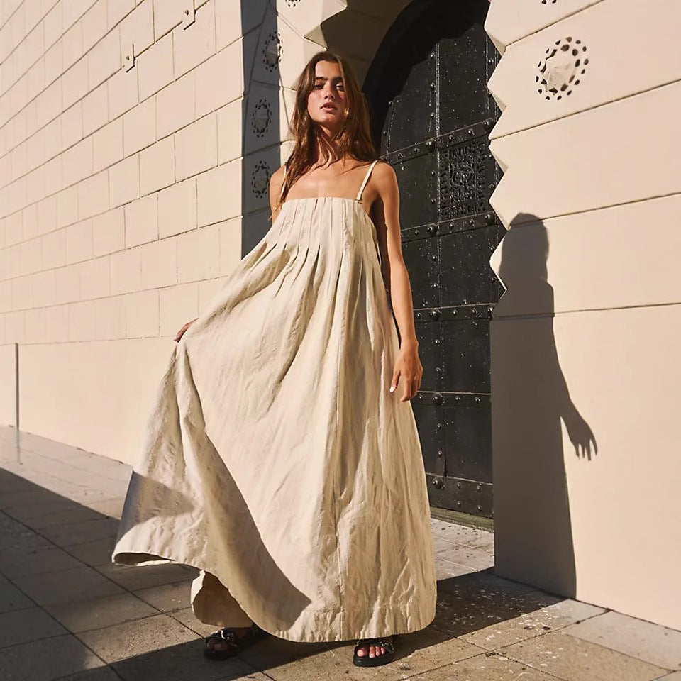 Patchwork Off-Shoulder Maxi-Kleid aus Baumwolle