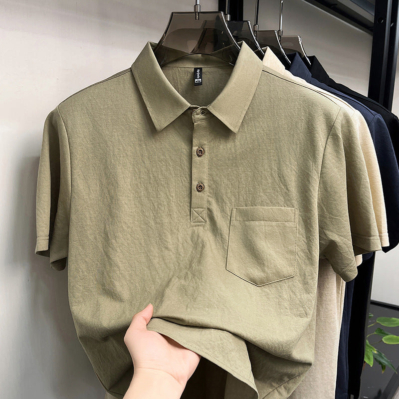 Kurzarm-Shirt Leinen mit Brusttaschen