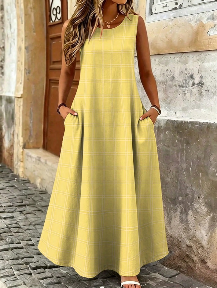 Plaid-Kleid mit Streifenmuster, ärmellos
