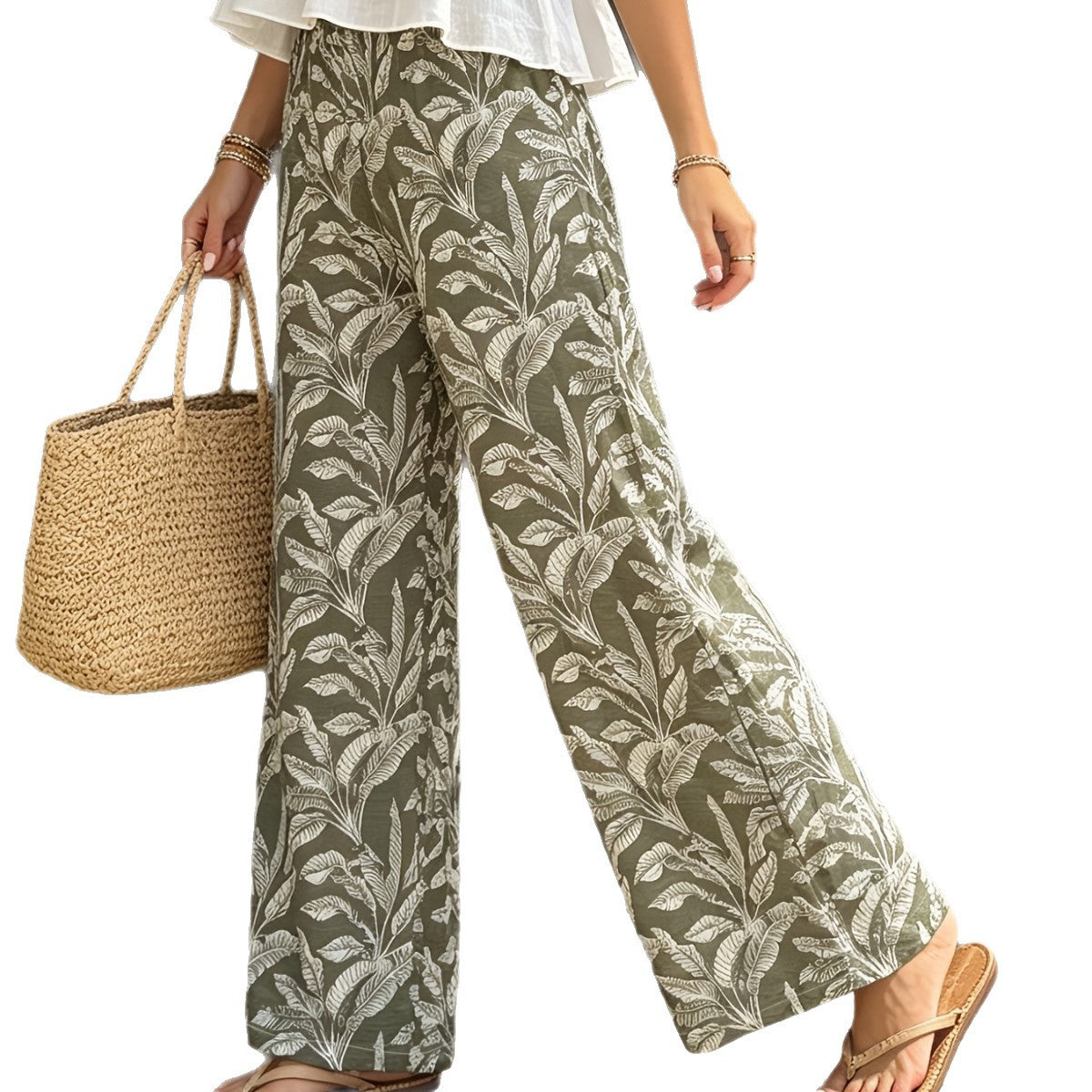 High-Waist Loose Fit Stoffhose