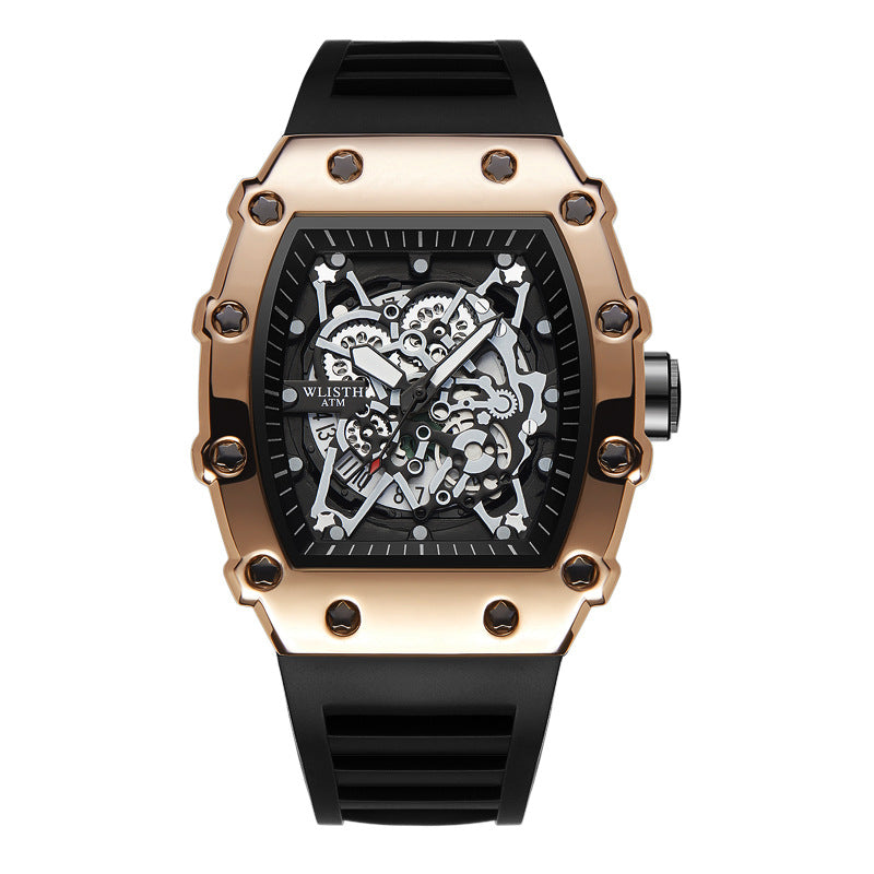 Grosse Leucht-Herrenuhr im Tonneau-Design