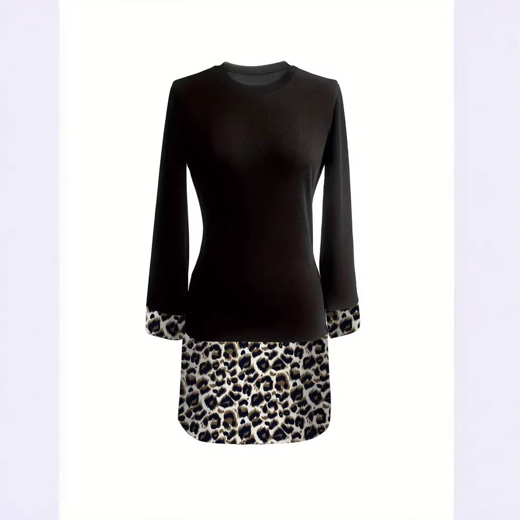 Leoparden-Strickkleid mit langen Ärmeln – Bild 2 | LuxeStyle