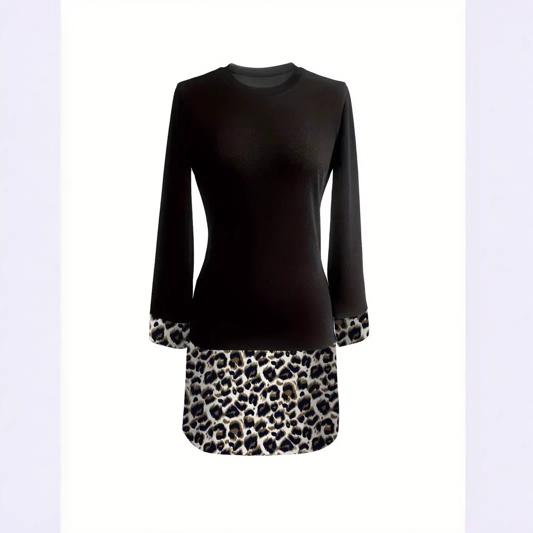 Leoparden-Strickkleid mit langen Ärmeln – Bild 2 | LuxeStyle