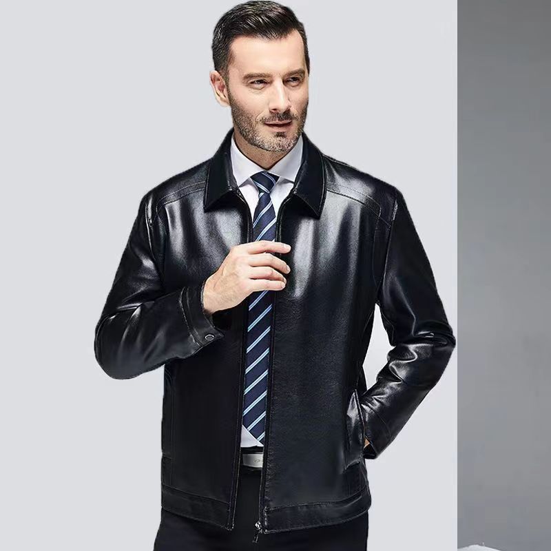 Herren Kunstlederjacke mit Fleece-Futter