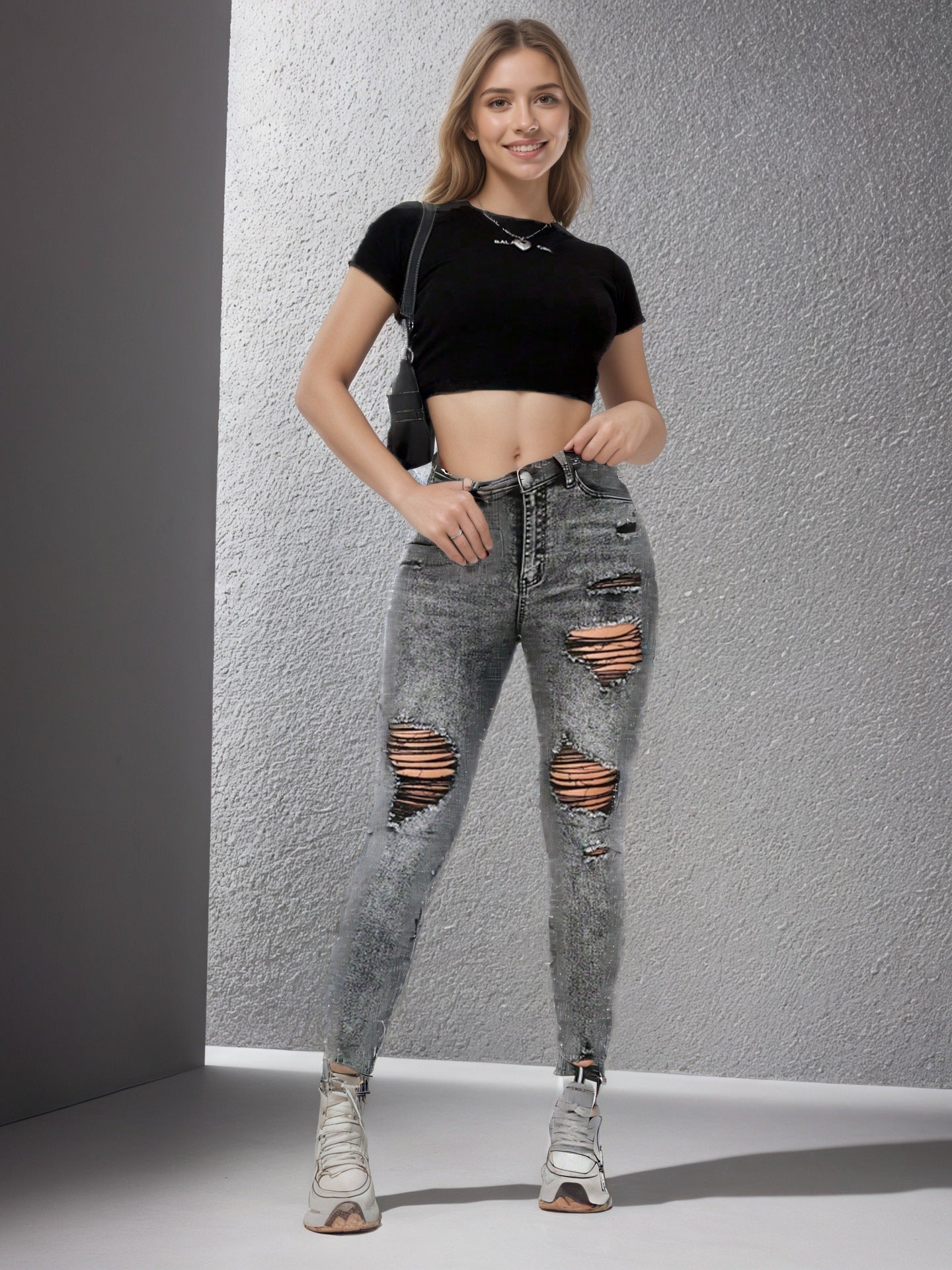Gerissene Damenjeans High-Street-Stil