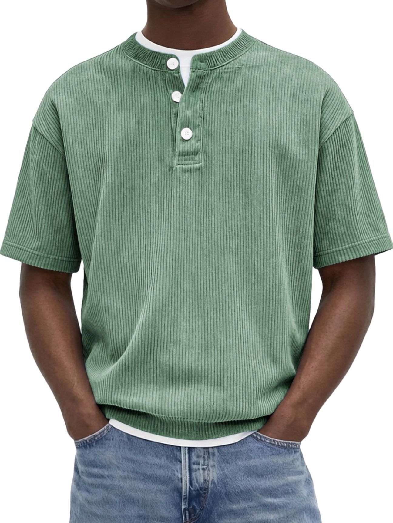 Herren-Strickshirt «Riviera» – Cord-Kurzarm