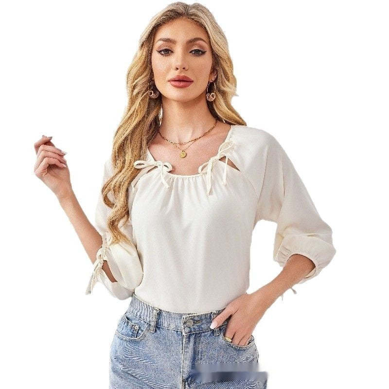 Chiffon-Oberteil mit Kragen – Bild 6 | LuxeStyle