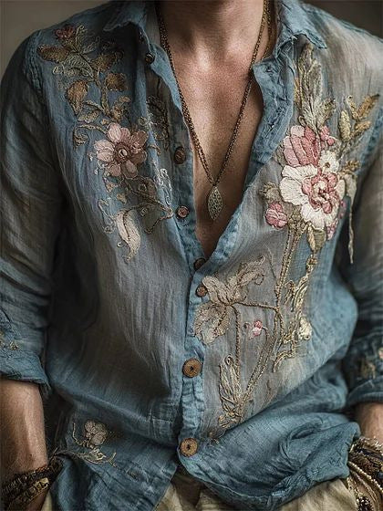 Blumenhemd langarm im Retro-Look für Herren – Bild 9 | LuxeStyle