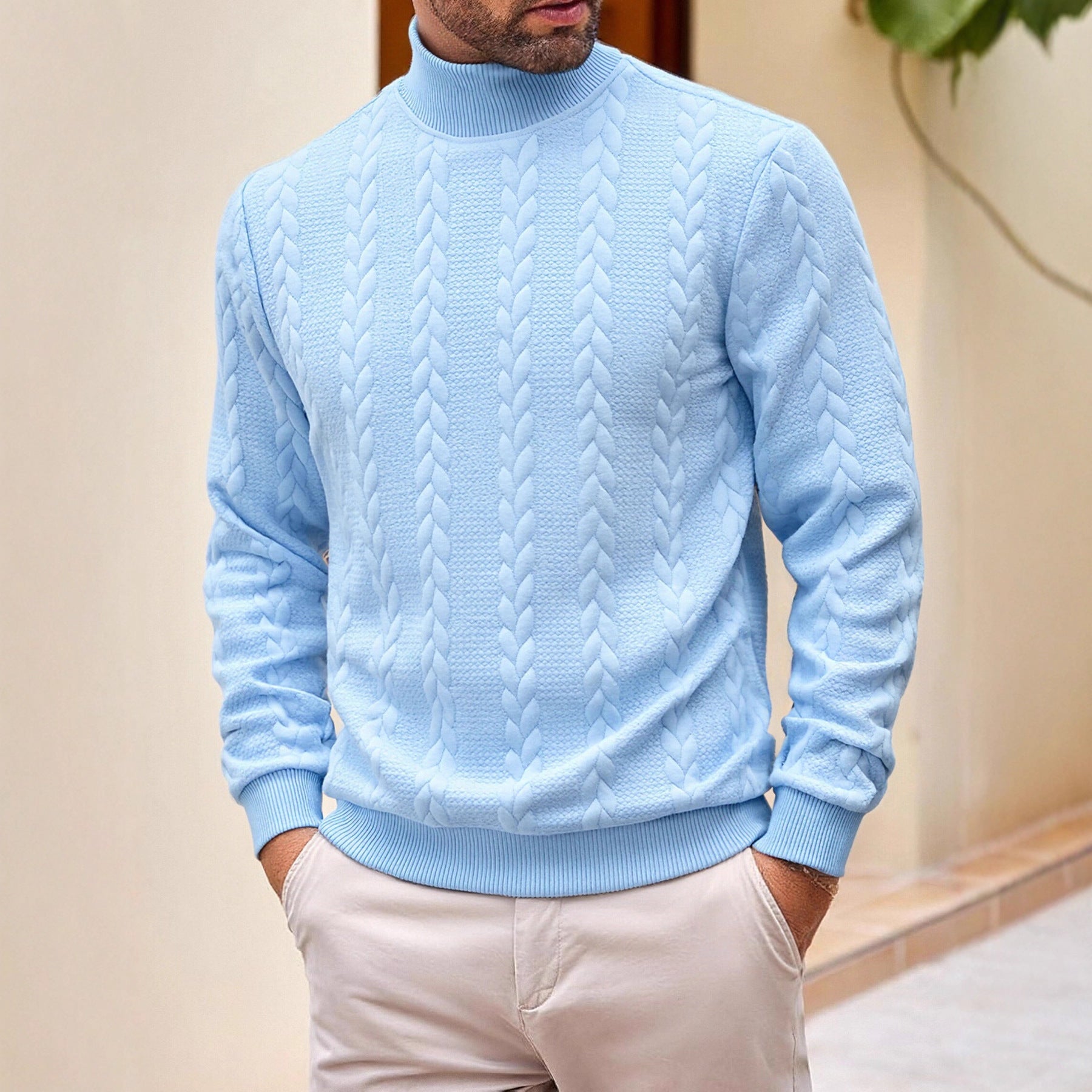 Herren Jacquard Rollkragenpullover