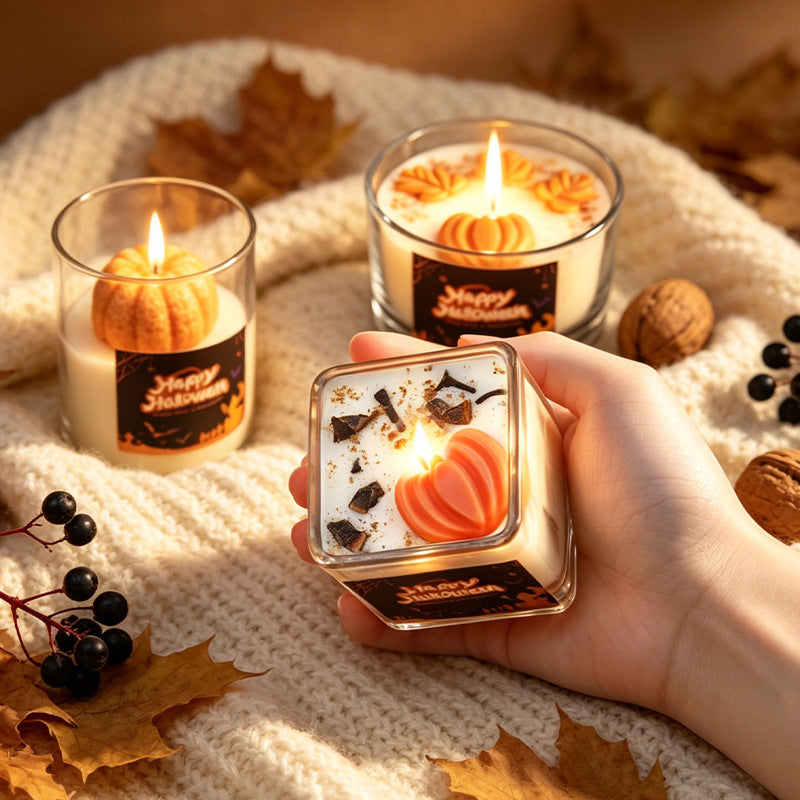 Halloween-Pumpkin-Kerzen,
           Naturkreme mit Pflanzenschaum