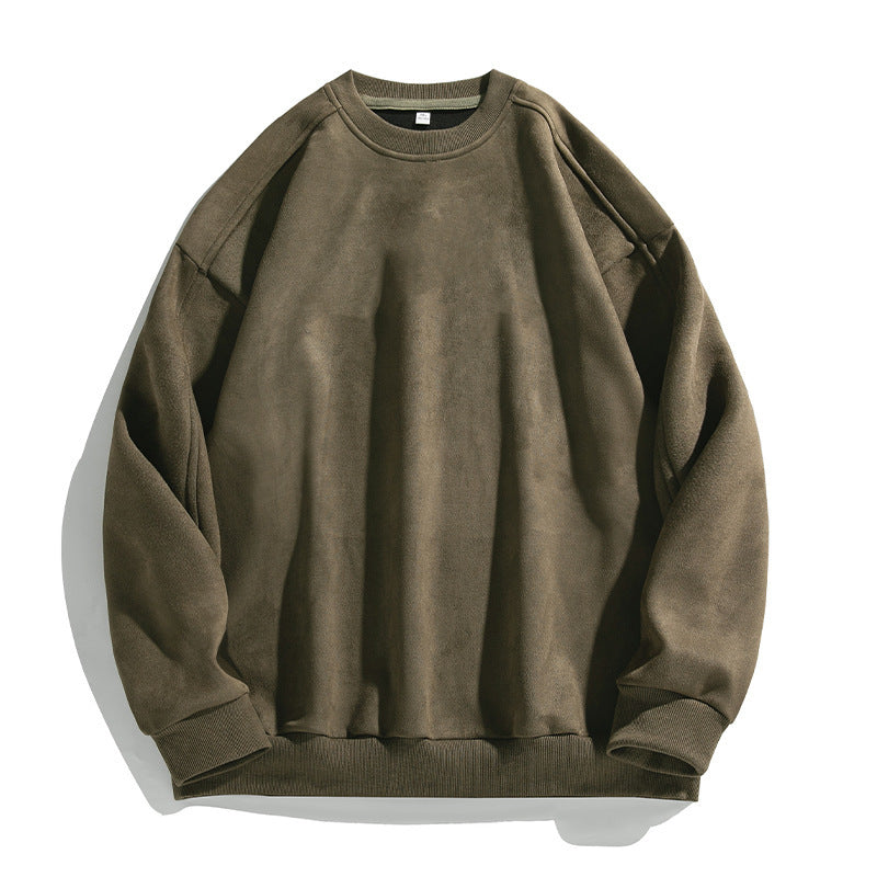 Herren Hoodie Suede-Optik, uni, lässig