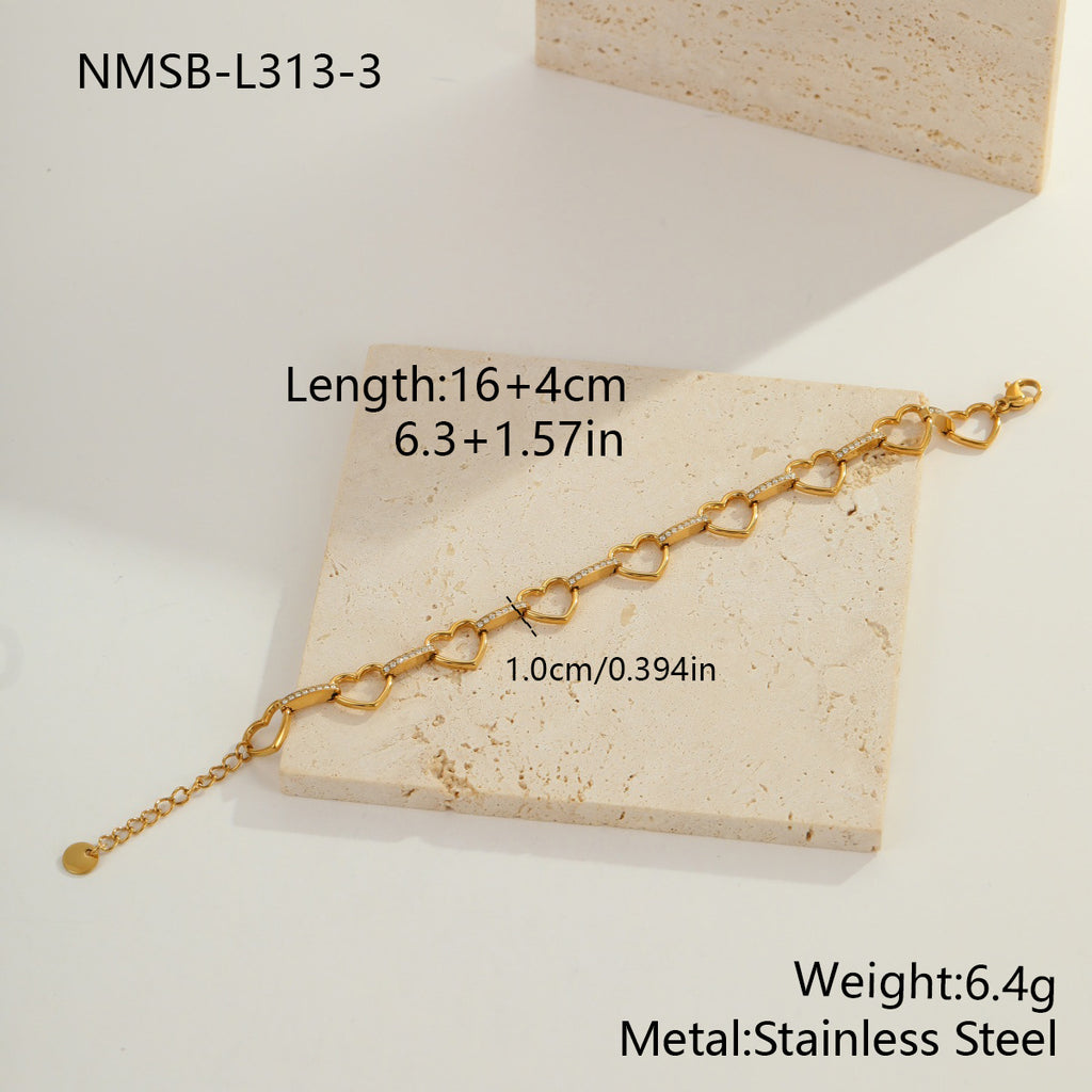 Herz-Zirkon Armband aus farbbeständigem Edelstahl – Bild 8 | LuxeStyle